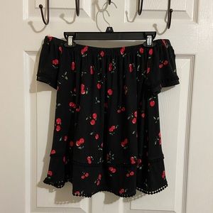 Off shoulder cherry shirt